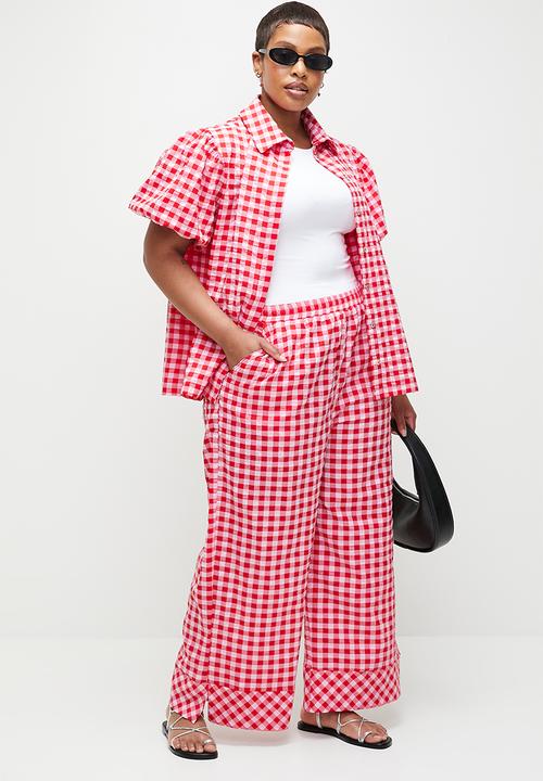 Me&B - Plus Elasticated Pant With Side Pockets - Red