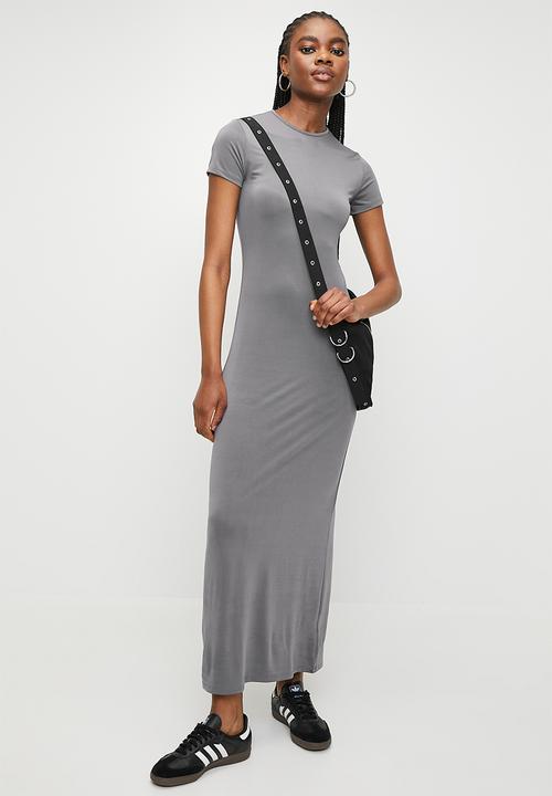Superbalist - 2 pack T-shirt column midi dress - slate grey/ash blonde