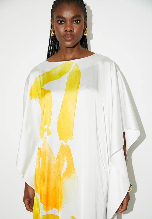 VELVET - Printed satin kaftan dress - yellow painted people