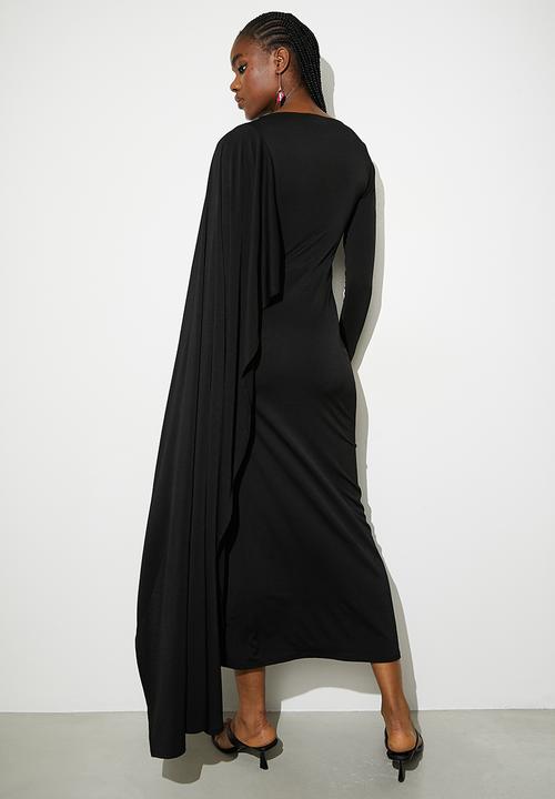 VELVET - Cape column midi dress - black