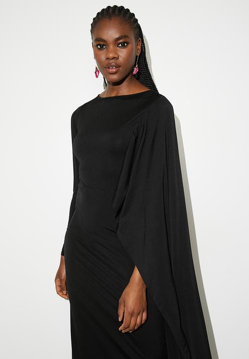 VELVET - Cape column midi dress - black
