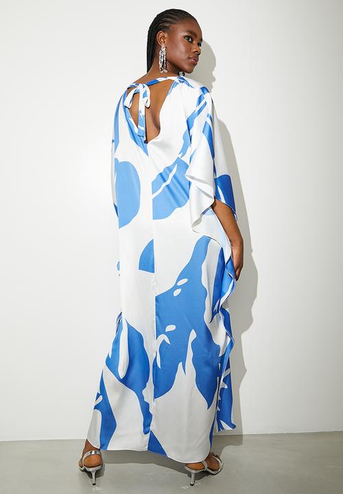 VELVET - Printed satin kaftan dress - turq graphic venus