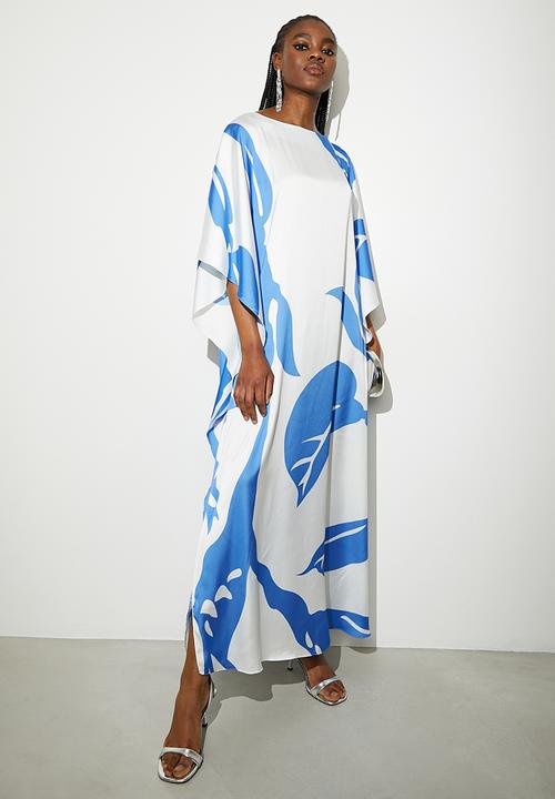 VELVET - Printed satin kaftan dress - turq graphic venus