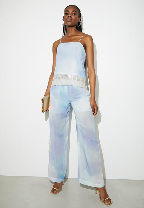 VELVET - Embellished cami - blue smudge