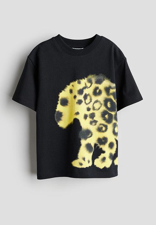 H&M - H&M x Rop van Mierlo: Animal-motif t-shirt - black & leopard print