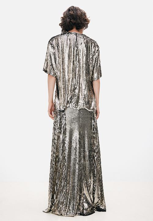 H&M - H&M Studio: Shoulder-pad sequined t-shirt - bronze