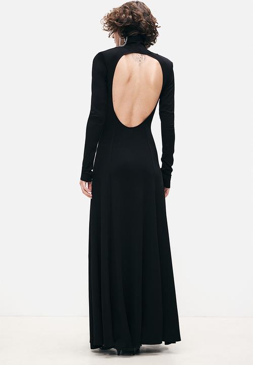H&M Studio: Open-back flared-skirt dress - black
