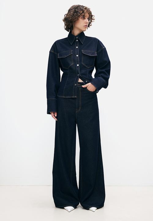 H&M - H&M Studio: Glittery denim hourglass shirt - blue