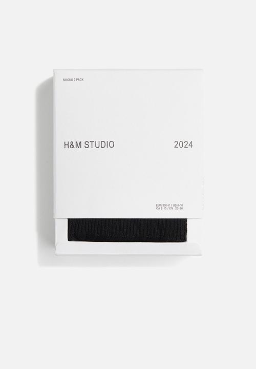 H&M - H&M Studio: 2-pack sheer silk-blend socks - black & grey