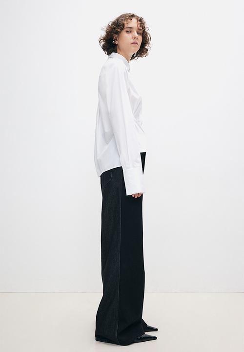 H&M - H&M Studio: Poplin tuxedo shirt - white