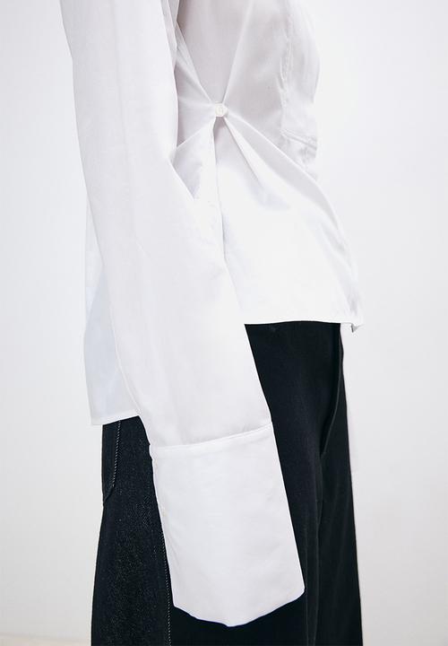 H&M - H&M Studio: Poplin tuxedo shirt - white