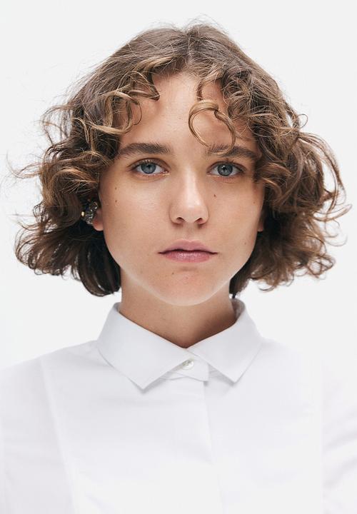 H&M - H&M Studio: Poplin tuxedo shirt - white