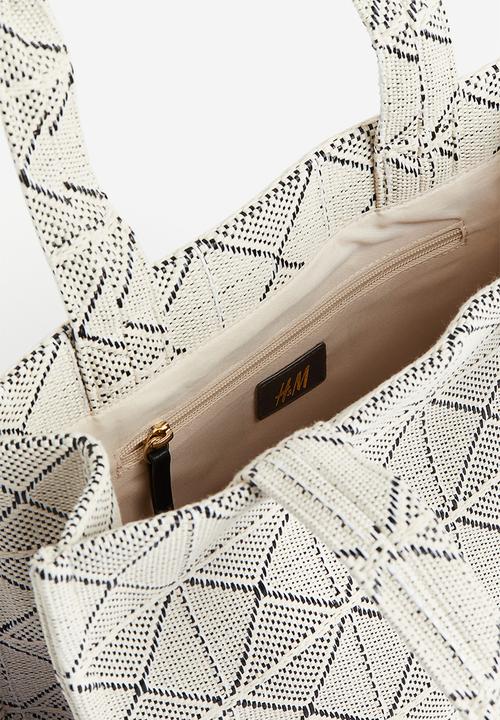 H&M - Cotton-blend shopper - white & black 