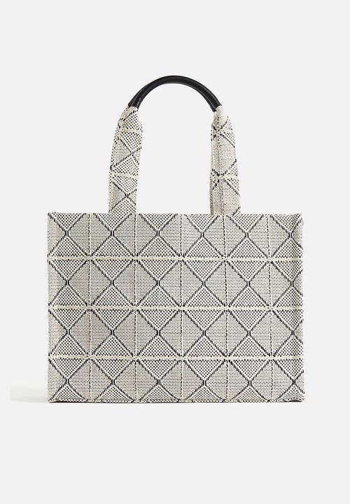 H&M - Cotton-blend shopper - white & black 