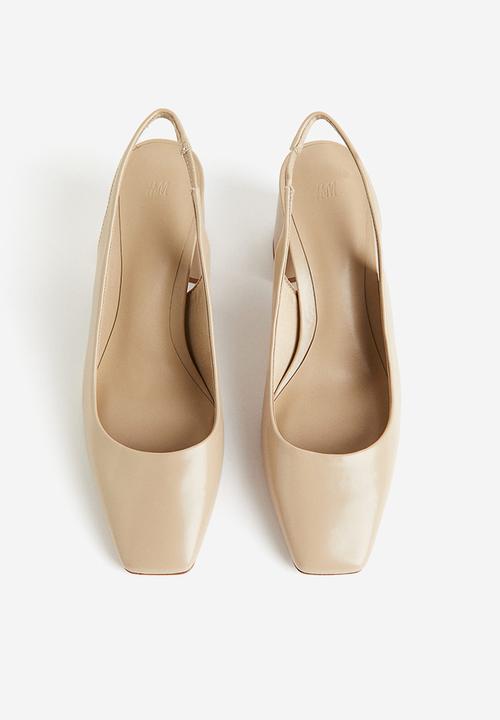 H&M - Block-heeled slingbacks - beige
