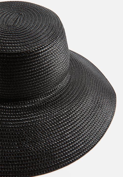 H&M - Sloping-brim straw hat - black