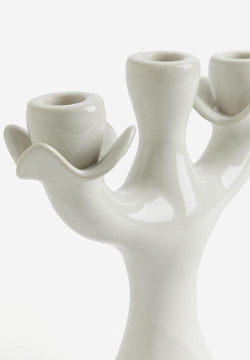 H&M - Large stoneware candelabra - white