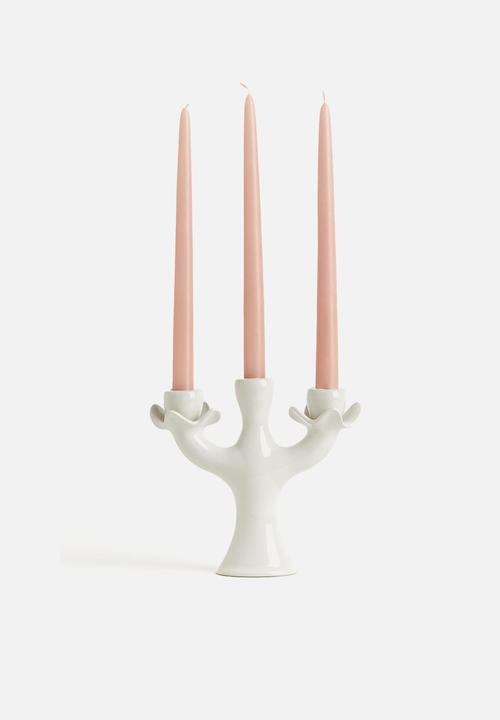 H&M - Large stoneware candelabra - white