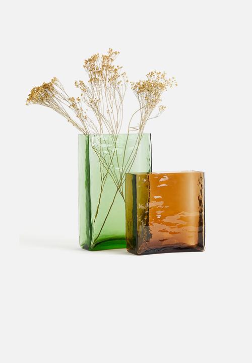 H&M - Textured glass vase - green