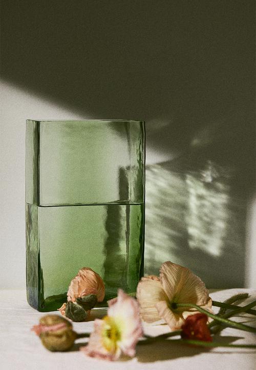H&M - Textured glass vase - green