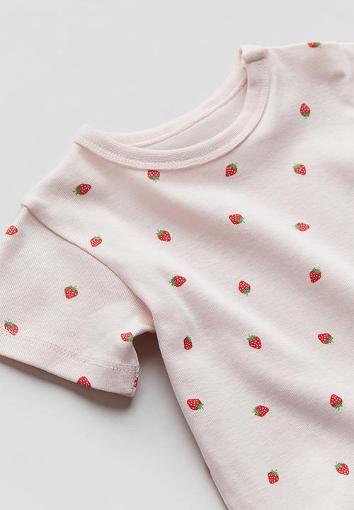 H&M - Patterned bodysuit - light pink strawberries