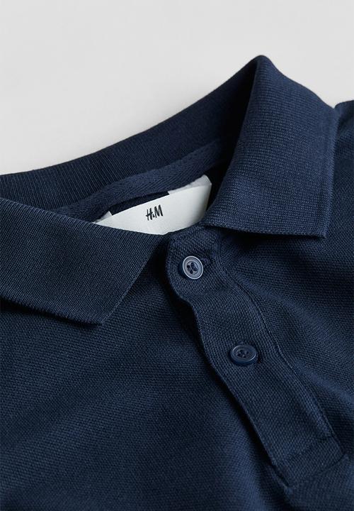 H&M - Cotton piqué polo shirt - navy blue