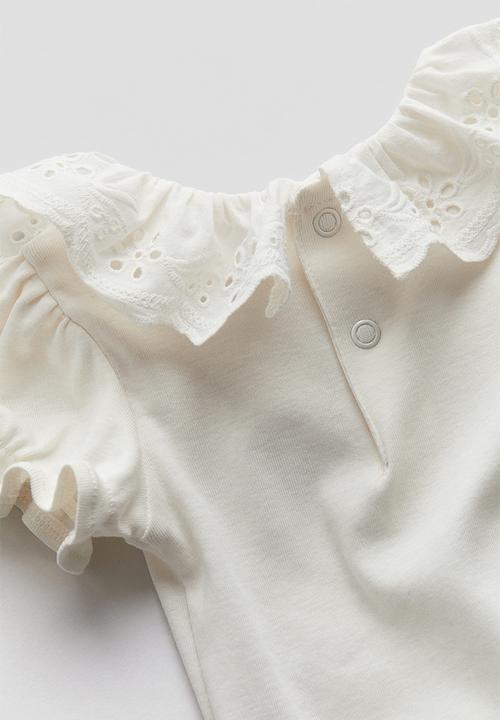 H&M - Flounce-collared cotton bodysuit - white
