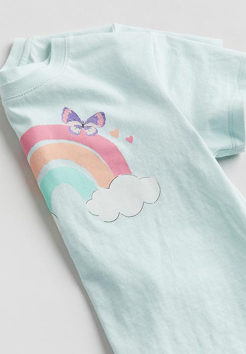 H&M - Printed T-shirt - light turquoise rainbow