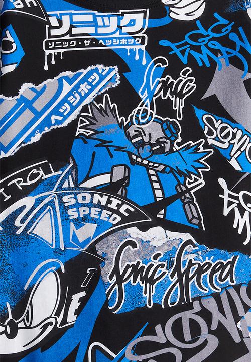 H&M - Printed T-shirt - black sonic the hedgehog