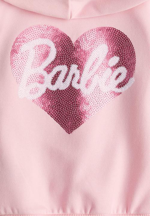 H&M - Printed zip-through hoodie - light pink barbie