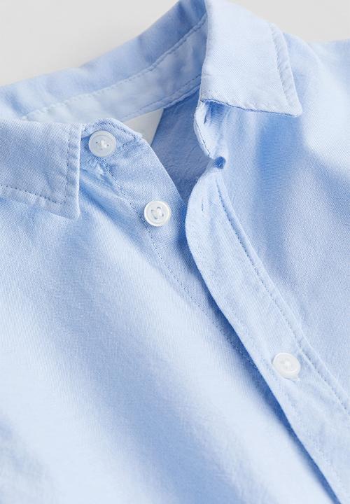 H&M - Short-sleeved cotton shirt - light blue