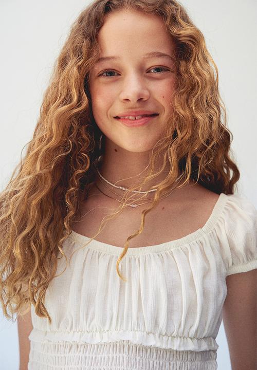 H&M - Smocked top - white