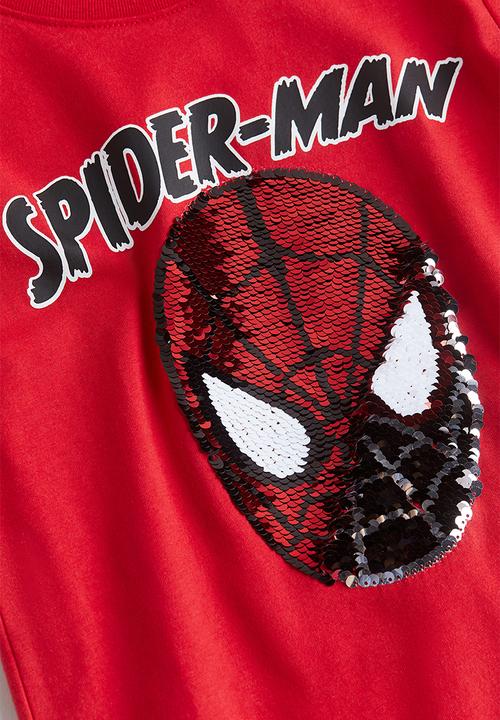 H&M - Reversible sequin T-shirt - bright red spider-man