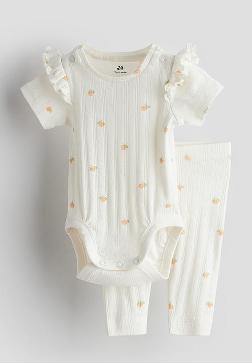 H&M - 2-piece cotton jersey set - white,multi
