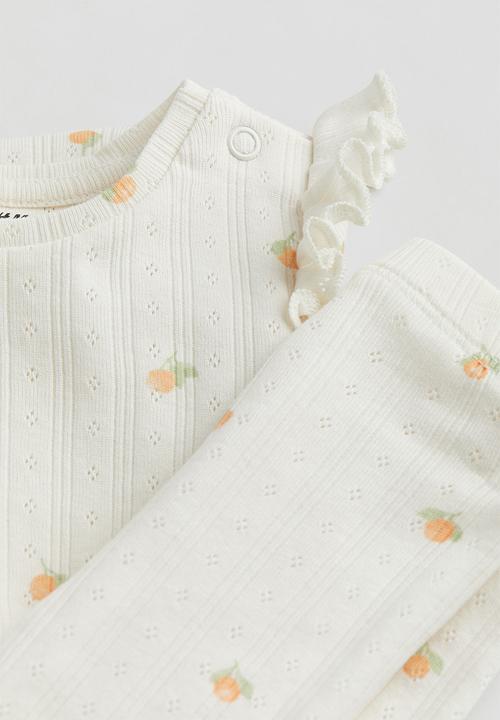H&M - 2-piece cotton jersey set - white,multi