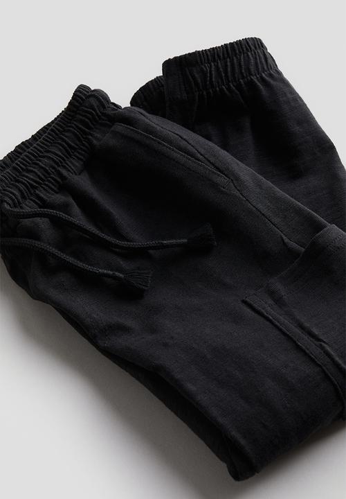 H&M - Slub jersey cargo joggers - black