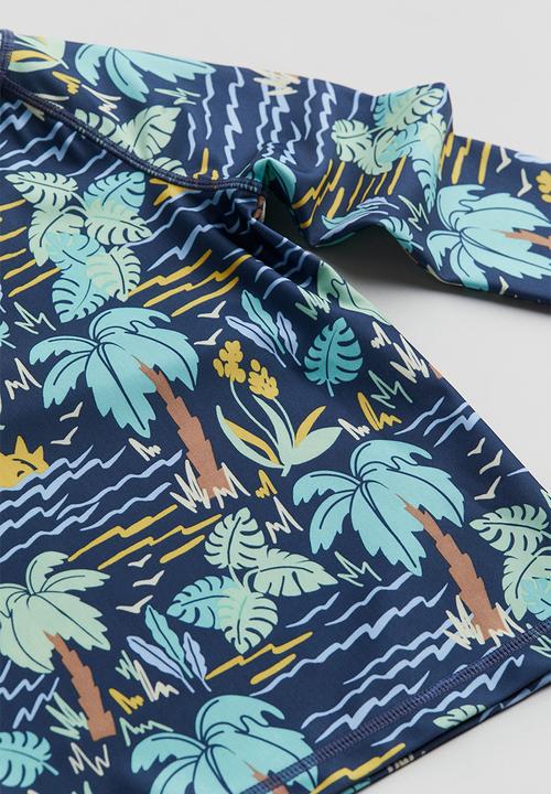 H&M - Upf 50 swim top - dark blue patterned 