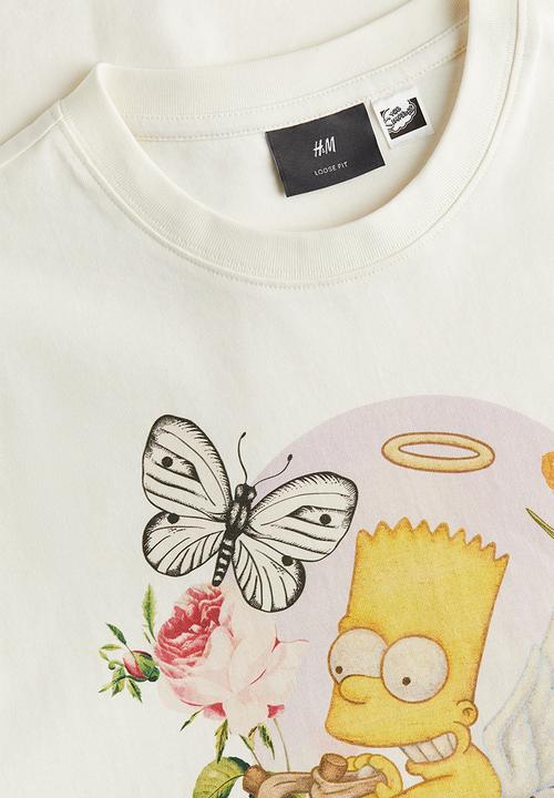 H&M - Loose fit T-shirt - white the simpsons