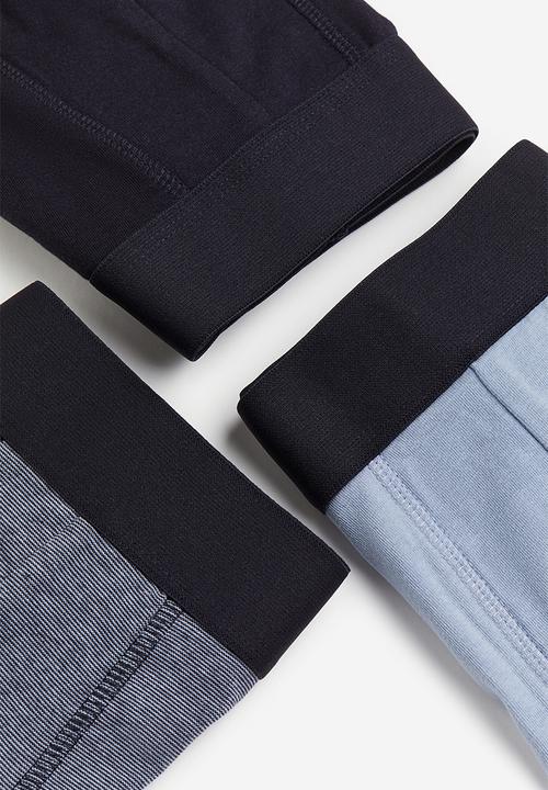 H&M - 3 Pack basic mid trunks - light blue & dark blue