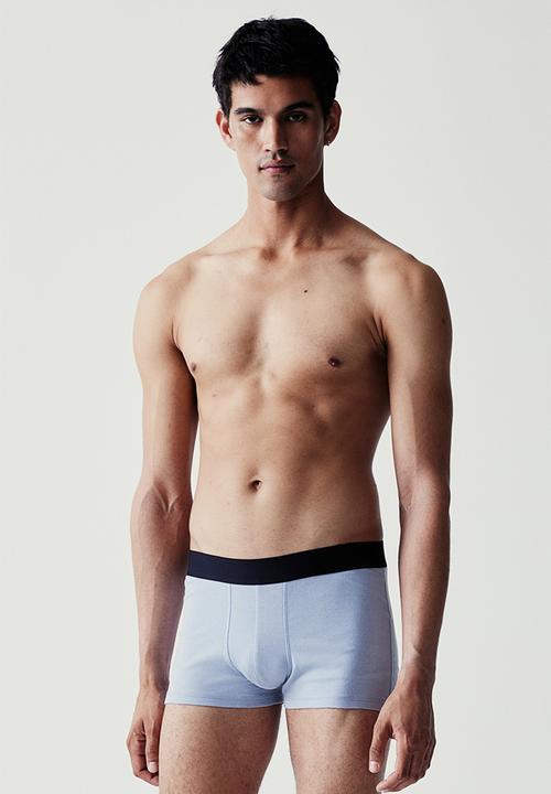 H&M - 3 Pack basic mid trunks - light blue & dark blue