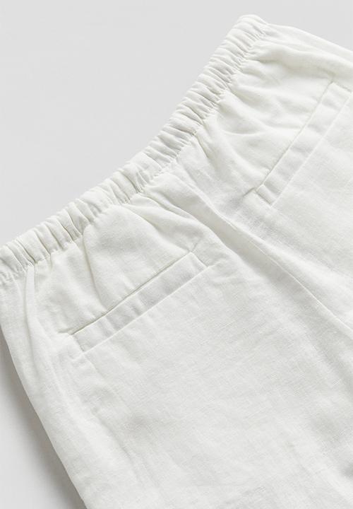 H&M - Wide linen-blend pull-on trousers - white