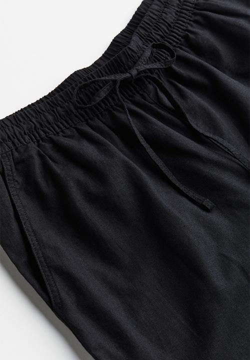 H&M - Linen-blend trousers - black