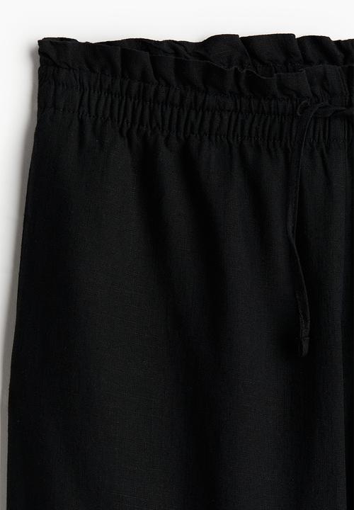 H&M - Linen-blend pull-on trousers - black