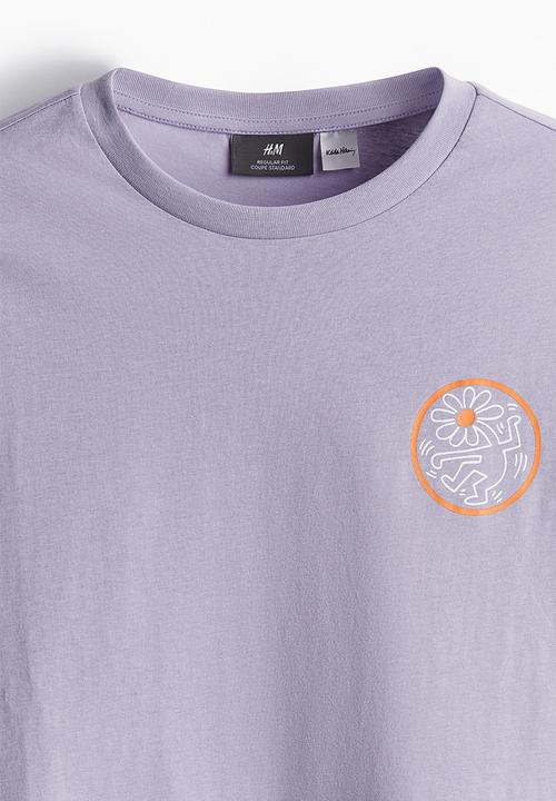 H&M - Regular fit t-shirt - Purple/Keith Haring