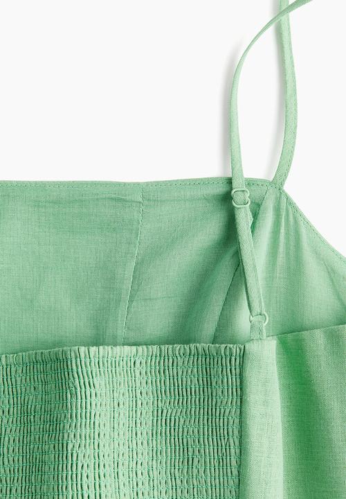 H&M - Linen-blend midi dress - light green