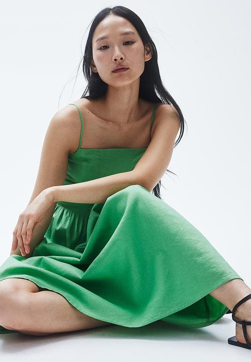 H&M - Linen-blend midi dress - light green