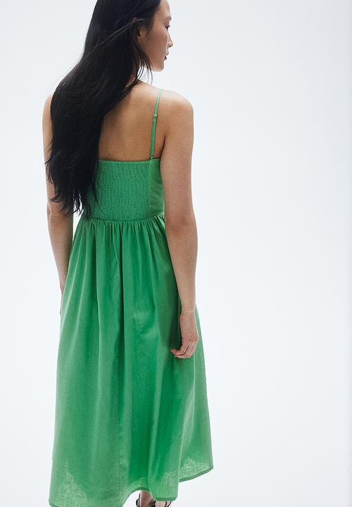 H&M - Linen-blend midi dress - light green