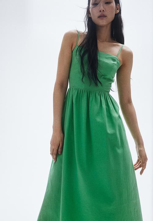 H&M - Linen-blend midi dress - light green