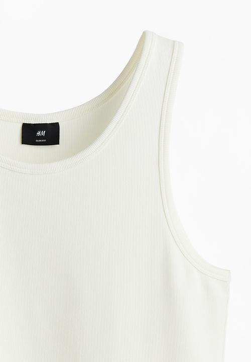 H&M - Slim fit ribbed vest top - white