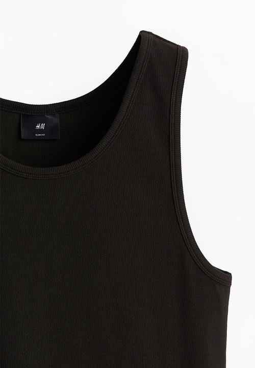 H&M - Slim fit ribbed vest top - black